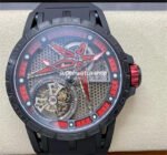 BBR Factory Roger Dubuis Tourbillon Excalibur RDDBEX0644 45mm Titanium Rubber Strap Skeletonized Red Dial