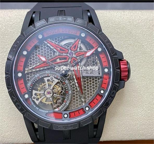06f62709-95f3-4045-9b64-80392e6e22df.jpg BBR Factory Roger Dubuis Tourbillon Excalibur RDDBEX0644 45mm Titanium Rubber Strap Skeletonized Red Dial - Image 1