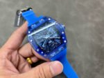 RM Factory Richard Mille RM 12-01 39mm Blue Crystal Blue Rubber Strap Skeletonized Black Dial - Image 4