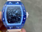 RM Factory Richard Mille RM 055 43mm Blue Crystal White Rubber Strap Skeletonized White Dial