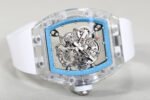 RM Factory Richard Mille RM 055 43mm Transparent Crystal White Rubber Strap Skeletonized Sky Blue Dial - Image 5