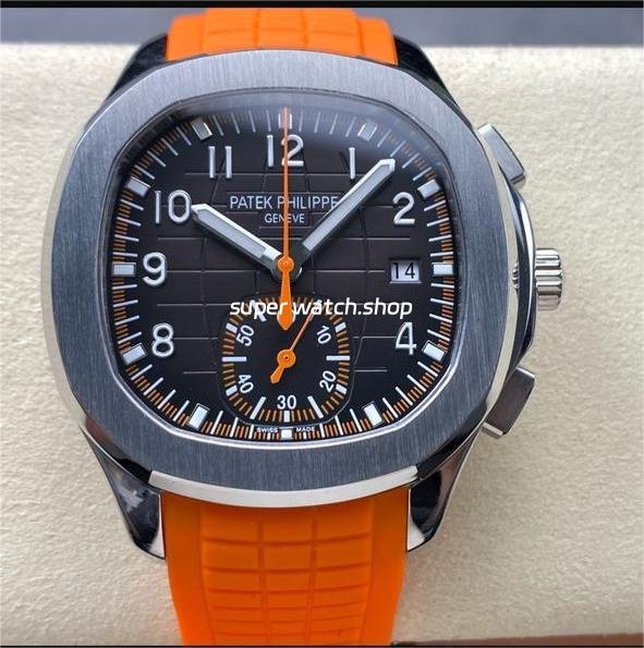 3K-Factory-Patek-Philippe-Aquanaut-5968A-001-42mm-White-Gold-Orange-Rubber-Strap-Arabic-Nume-3.jpg 3K Factory Patek Philippe Aquanaut 5968A-001 42mm White Gold Orange Rubber Strap Arabic Numerals Black Dial - Image 1