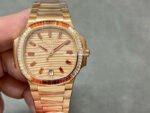 3K Factory Patek Philippe Nautilus 35.2mm 7118-1300R-001 Full Rose Gold Diamond Bezel Rose Gold Dial