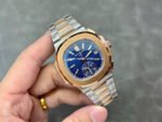3K Factory Patek Philippe Nautilus 40.5mm 5980-1AR-001 Half Rose Gold Blue Dial - Image 2