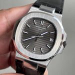 3K Factory Patek Philippe Nautilus 40mm 5711G-001 White Gold Leather Dark Gray Dial - Image 4