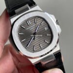 3K Factory Patek Philippe Nautilus 40mm 5711G-001 White Gold Leather Dark Gray Dial - Image 3
