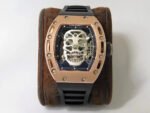 EUR Factory Richard Mille RM052 44mm Rose Gold Titanium Black Rubber Strap Skeletonized Black Dial
