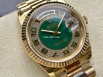 8+ Factory Counterweight Rolex Day-Date 118238 36mm Full Yellow Gold Arabic Numerals Diamond&Green Dial - Image 2