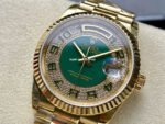 8+ Factory Counterweight Rolex Day-Date 118238 36mm Full Yellow Gold Arabic Numerals Diamond&Green Dial - Image 3