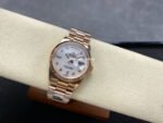 8+ Factory Counterweight Rolex Day-Date 128235-0029 36mm Full Rose Gold Diamond Mope&Baguette Diamond Mother Of Pearl Dial - Image 4