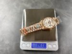 8+ Factory Counterweight Rolex Day-Date 128235-0029 36mm Full Rose Gold Diamond Mope&Baguette Diamond Mother Of Pearl Dial - Image 9