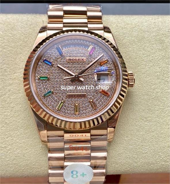 8-Factory-Counterweight-Rolex-Day-Date-128235-0039-36mm-Full-Rose-Gold-Baguette-Diamond-7.jpg 8+ Factory Counterweight Rolex Day-Date 128235-0039 36mm Full Rose Gold Baguette Diamond Rose Gold Dial - Image 1
