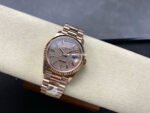 8+ Factory Counterweight Rolex Day-Date 128235-0039 36mm Full Rose Gold Baguette Diamond Rose Gold Dial - Image 4