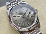 8+ Factory Counterweight Rolex Day-Date 128236-0001 36mm Full Platinum Silver Dial - Image 2