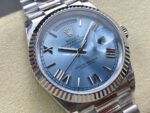 8+ Factory Counterweight Rolex Day-Date 128236-0018 36mm Full Platinum Roman Numerals Ice Blue Dial - Image 2