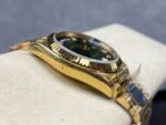 8+ Factory Counterweight Rolex Day-Date 128238-0069 36mm Full Yellow Gold Diamond Mope&Baguette Diamond Green Dial - Image 5