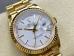 8+ Factory Counterweight Rolex Day-Date 128238-0081 36mm Full Yellow Gold White Dial - Image 2