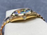 8+ Factory Counterweight Rolex Day-Date 128238-0106 36mm Full Yellow Gold Color Baguette&Puzzle Blue Dial - Image 6