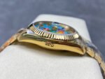 8+ Factory Counterweight Rolex Day-Date 128238-0106 36mm Full Yellow Gold Color Baguette&Puzzle Blue Dial - Image 5