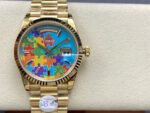 8+ Factory Counterweight Rolex Day-Date 128238-0106 36mm Full Yellow Gold Color Baguette&Puzzle Blue Dial - Image 14