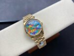 8+ Factory Counterweight Rolex Day-Date 128238-0106 36mm Full Yellow Gold Color Baguette&Puzzle Blue Dial - Image 4