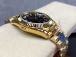 8+ Factory Counterweight Rolex Day-Date 128238 36mm Full Yellow Gold Baguette Diamond Black Dial - Image 5