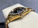 8+ Factory Counterweight Rolex Day-Date 128238 36mm Full Yellow Gold Baguette Diamond Black Dial - Image 6
