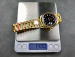8+ Factory Counterweight Rolex Day-Date 128238 36mm Full Yellow Gold Baguette Diamond Black Dial - Image 9