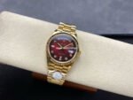 8+ Factory Counterweight Rolex Day-Date 128238 36mm Full Yellow Gold Diamond Mope&Baguette Diamond Red Ombré Dial - Image 4