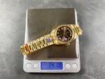 8+ Factory Counterweight Rolex Day-Date 128238 36mm Full Yellow Gold Diamond Mope&Baguette Diamond Brown Dial - Image 9