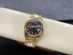 8+ Factory Counterweight Rolex Day-Date 128238 36mm Full Yellow Gold Diamond Mope&Baguette Diamond Brown Dial - Image 4