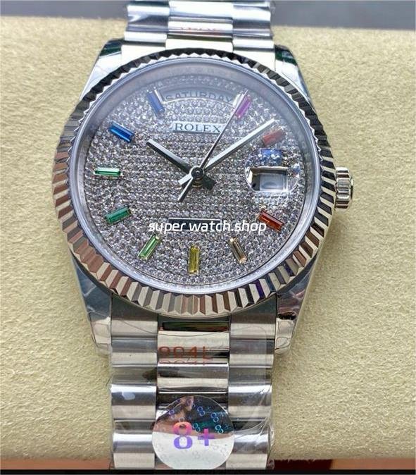 8-Factory-Counterweight-Rolex-Day-Date-128239-0019-Full-White-Gold-Baguette-Diamond-White-G-8.jpg 8+ Factory Counterweight Rolex Day-Date 128239-0019 Full White Gold Baguette Diamond White Gold Dial - Image 1