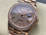 8+ Factory Counterweight Rolex Day-Date 128345RBR-0042 36mm Diamond Rose Gold Bezel Full Rose Gold Baguette Diamond Rose Gold Dial - Image 3