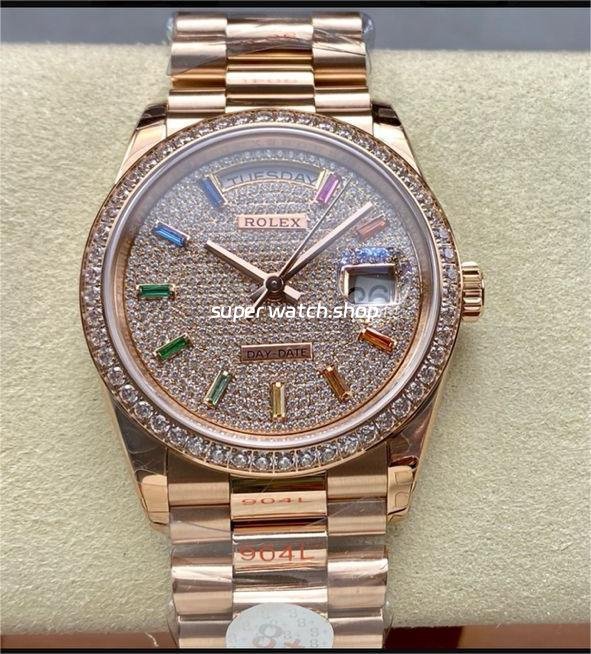 8-Factory-Counterweight-Rolex-Day-Date-128345RBR-0042-36mm-Di-8.jpg 8+ Factory Counterweight Rolex Day-Date 128345RBR-0042 36mm Diamond Rose Gold Bezel Full Rose Gold Baguette Diamond Rose Gold Dial - Image 1