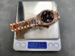 8+ Factory Counterweight Rolex Day-Date 128345RBR-0044 36mm Diamond Bezel Full Rose Gold Roman Numerals&Diamond Black Dial - Image 9