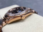 8+ Factory Counterweight Rolex Day-Date 128345RBR-0044 36mm Diamond Bezel Full Rose Gold Roman Numerals&Diamond Black Dial - Image 6