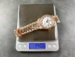 8+ Factory Counterweight Rolex Day-Date 128345RBR-0054 36mm Diamond Bezel Full Rose Gold Roman Numerals White Dial - Image 9