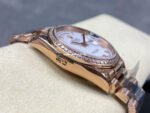 8+ Factory Counterweight Rolex Day-Date 128345RBR-0054 36mm Diamond Bezel Full Rose Gold Roman Numerals White Dial - Image 5