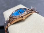 8+ Factory Counterweight Rolex Day-Date 128345RBR-0064 36mm Diamond Bezel Full Rose Gold Roman Numerals&Diamond Blue Dial - Image 6