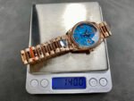 8+ Factory Counterweight Rolex Day-Date 128345RBR-0064 36mm Diamond Bezel Full Rose Gold Roman Numerals&Diamond Blue Dial - Image 8