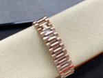 8+ Factory Counterweight Rolex Day-Date 128345RBR-0083 36mm Diamond Bezel Full Rose Gold Baguette Diamond Blue Green Dial - Image 8