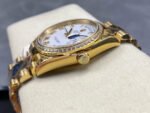 8+ Factory Counterweight Rolex Day-Date 128348RBR-0042 36mm Diamond Bezel Full Yellow Gold Roman Numerals White Dial - Image 6