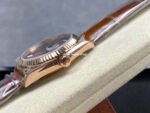 8+ Factory Counterweight Rolex Day-Date 36mm 128235-0075 Rose Gold Crocodile Leather Strap Roman Numerals Brown Ombré Dial - Image 6
