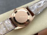 8+ Factory Counterweight Rolex Day-Date 36mm 128235-0075 Rose Gold Crocodile Leather Strap Roman Numerals Brown Ombré Dial - Image 7