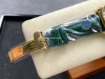 8+ Factory Counterweight Rolex Day-Date 36mm 128238-0130 Yellow Gold Crocodile Leather Strap Baguette Diamond Green Dial - Image 8