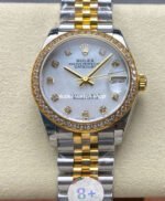 8+ Factory Rolex Counterweight Datejust 278383RBR-0028 31mm Diamond Yellow Gold Bezel Half Yellow Gold Diamond Mother Of Pearl Dial Jubilee