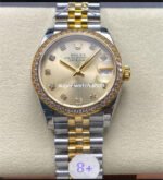 8+ Factory Rolex Counterweight Datejust 278383RBR-0026 31mm Diamond Yellow Gold Bezel Half Yellow Gold Diamond Champagne Dial Jubilee