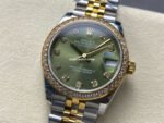8+ Factory Rolex Counterweight Datejust 278383RBR-0030 31mm Diamond Yellow Gold Bezel Half Yellow Gold Diamond Green Dial Jubilee - Image 3