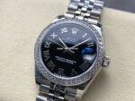8+ Factory Rolex Counterweight Datejust 278384RBR-0002 31mm Diamond White Gold Bezel Full 904L Roman Numerals Black Dial Jubilee - Image 3