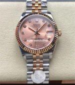 8+ Factory Rolex counterweight Datejust 278271-0024 31mm Half Rose Gold Diamond Pink Red Dial Jubilee
